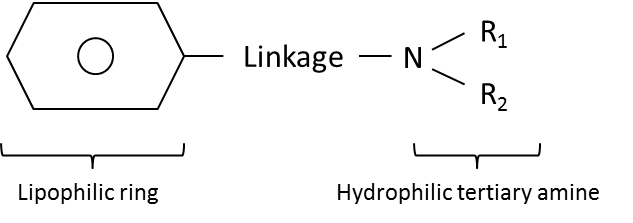 Generic chemical structure of local anaesthetics